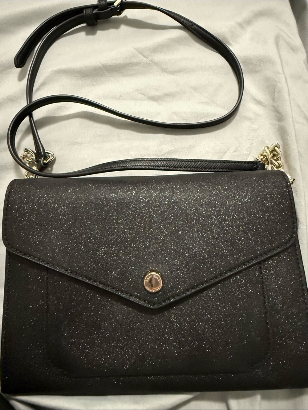 kate spade Black Glitter Crossbody with Gold Hardware